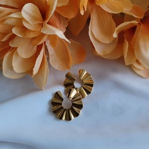 Gold Geometric Disk Earrings